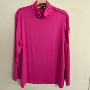 Jamie Sadock Sunsense Long Sleeve Golf Top Hot Pink XL